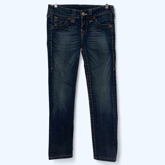 True Religion Julie Jeans Skinny -Flap Pockets Low Rise Size 28 - Made in USA - Picture 1 of 7